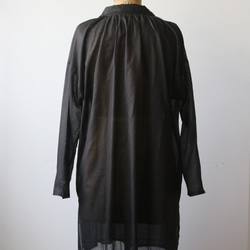 【 最終PRICE 】柔らかコットン100％スキッパー ロングシャツ ゆったりビックシルエット黒G71 10枚目の画像
