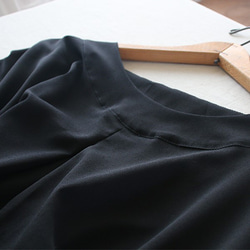 **冬支度PRICE*ラスト１点！とろみ 燕尾裾 変形ワイド プル オーバー シャツ ワンピースブラック 黒 K17B 7枚目の画像