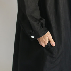*【最終SALE】リネン麻レーヨン セーラー襟 大人の甘め ゆったり ワンピース黒 H03B 7枚目の画像