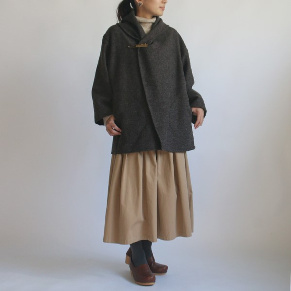 12/25までXmas PRICE!! ウール100％ ほっこり暖かい 羊毛 コート 羽織り ジャケット K48B 6枚目の画像
