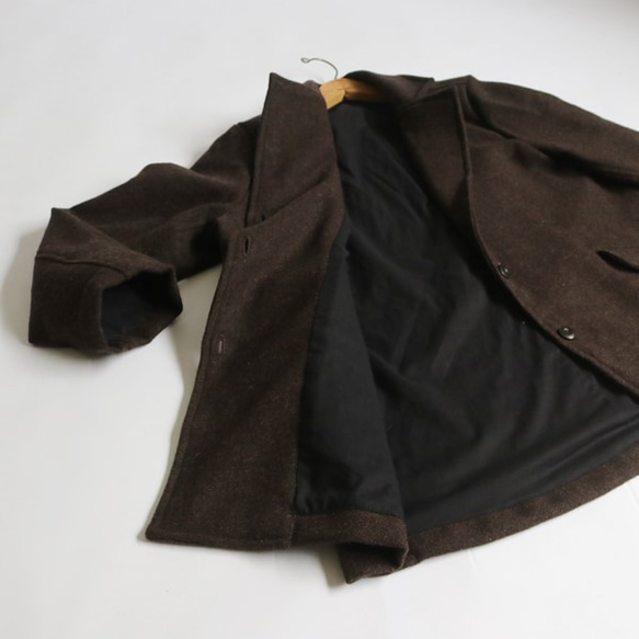 2/12まで【 最終 SALE 】ウール100％ほっこり暖かコート  ジャケット チェスター ダークブラウンK85B 4枚目の画像