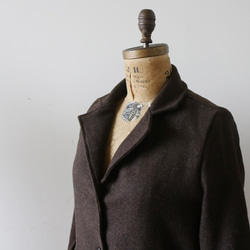 2/12まで【 最終 SALE 】ウール100％ほっこり暖かコート  ジャケット チェスター ダークブラウンK85B 5枚目の画像