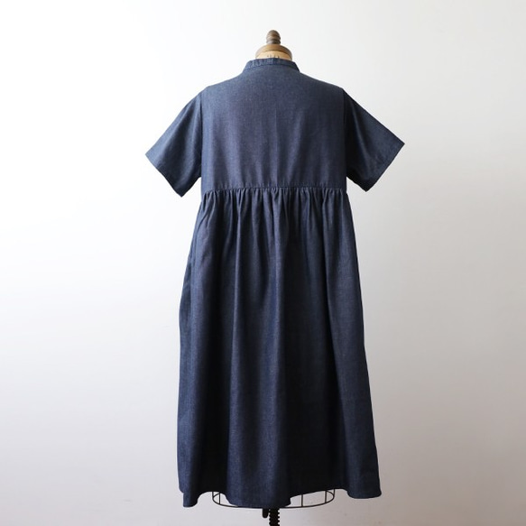 ラスト１●９月３０日まで最終ＳＡＬＥ『花ボタン長め半袖ゆったりワンピース』コットン１００％甘織デニムＤＥＮＩＭ K55◎ 10枚目の画像