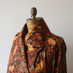 【最終PRICE】ラスト1点 涼しく着れるコットン100％バティック柄 カシュクール ローブ襟 羽織カーディガンA52C 3枚目の画像