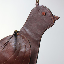 新年PRICE！上質 牛革 レザー でつくる 鳥のカタチ ポシェット ショルダーバッグ 肩掛け 鞄 スエード N13 5枚目の画像