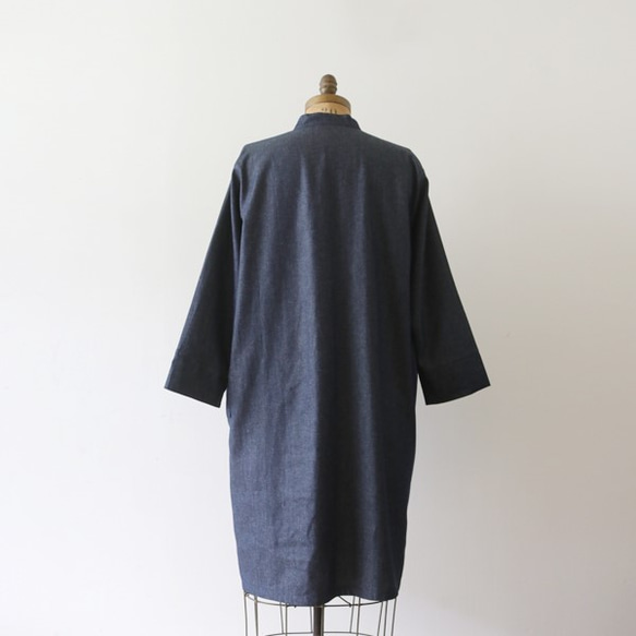 *◆ラスト1点●夏夏SALE●甘織デニムDENIM 花ボタン長袖ワンピース羽織コート前開きカンフーH21 10枚目の画像