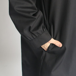 ◆ラスト１点●7/29まで夏夏SALE上質コットン100％ロング前開きシャツ スプリングコート羽織りチュニック黒R91B 7枚目の画像