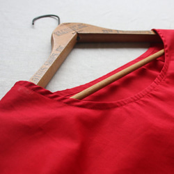 ラスト1点。５／１１まで春ＰＲＩＣＥ上質コットン100% フリル袖 ブラウス 半袖 オーバーシャツ赤 レッド  G02A 5枚目の画像
