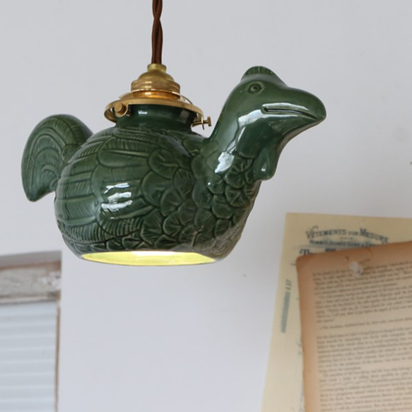 ⁂〇。ＳＡＬＥ。anvaiインテリア陶器ランプシェード ペンダントライトbird鳥LED対応S56C 1枚目の画像