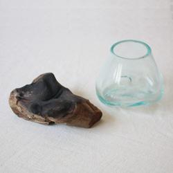 ●Creema限定 送料無料●夏夏SALE●anvaiセレクト流木とBALIガラスのオブジェ花瓶アクアリウムS59H 3枚目の画像