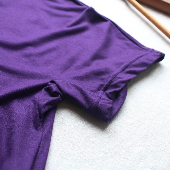 ラスト1点。最終SALE　１１６ｃｍ丈とろみ伸縮Tシャツゆったり幅広カットソー首元ハイネック ワンピースG78A 4枚目の画像