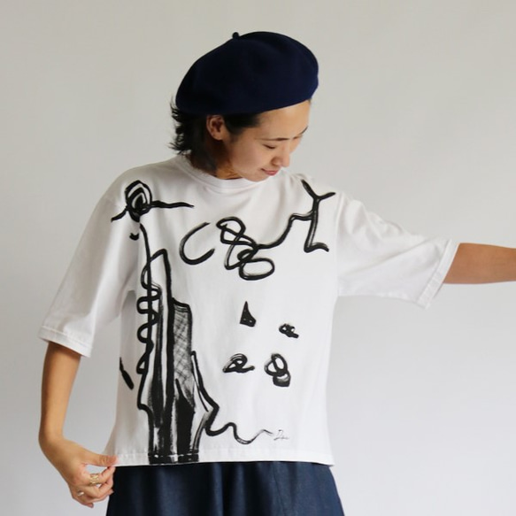 ラスト1点。初夏支度ＰＲＩＣＥ。『大人 Tシャツ衣　手描く編』 厚地 度詰 天竺コットン100％ ARTB02 1枚目の画像