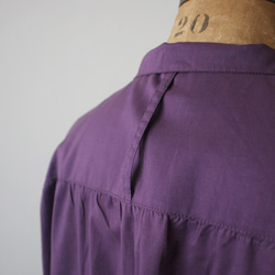 **ラスト1点●SALE●上質コットン100％ ポプリン生地 燕尾裾スキッパー シャツ パープル紫ゆったり B15C 5枚目の画像