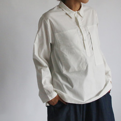 *◆ラスト1点●SALE●コットン１００％ でつくる 定番 白 シャツ 縦長胸ポケットのデザイン シャツ B61 1枚目の画像