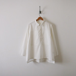 *◆ラスト1点●SALE●コットン１００％ でつくる 定番 白 シャツ 縦長胸ポケットのデザイン シャツ B61 10枚目の画像