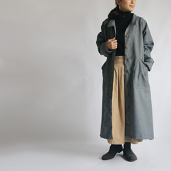 110cm丈 中厚 上質フォーマル素材ロング コート 羽織り前開き後ろ