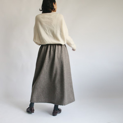 ミックス ツィード ウール100％ ロング スカート ゆったり ライトブラウン K16A(sk001) 3枚目の画像