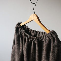 ミックス ツィード ウール100％ ロング スカート ゆったり ブラウン K16B(sk001) 4枚目の画像