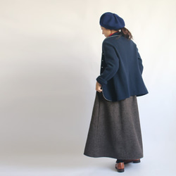 ミックス ツィード ウール100％ ロング スカート ゆったり ブラウン K16B(sk001) 3枚目の画像