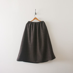 ミックス ツィード ウール100％ ロング スカート ゆったり ブラウン K16B(sk001) 9枚目の画像