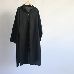 紗織り上質コットン100％丸襟ロングゆったりシャツ ワンピース 前開き 長袖  K61(dr211) 6枚目の画像