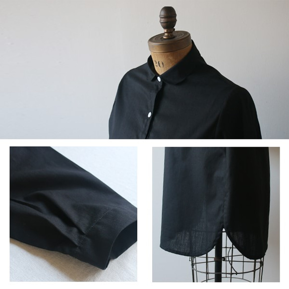 紗織り上質コットン100％丸襟ロングゆったりシャツ ワンピース 前開き 長袖  K61(dr211) 4枚目の画像