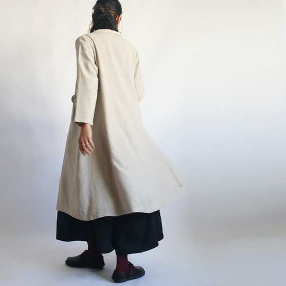 リネン麻MIX はおる ロング コート ジャケット羽織ナチュラル K68(dr226) 8枚目の画像