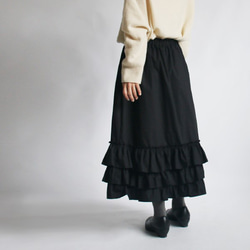 『大人甘めのふりフリル スカート』コットン100% 裾フリル ペチコート 重ね着 黒K74(sk050) 8枚目の画像