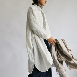 「白いシャツ」無染色 天然コットン100％ガーゼ 丸襟シャツ ワンピースK77(dr211) 1枚目の画像