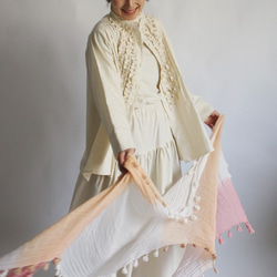 無染色 天然 リネン麻 コットン贅沢フリルシャツ  ジャケット羽織ナチュラルR52A(sh374) 5枚目の画像