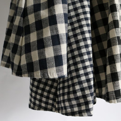 「揺れる優雅な変形スカート」コットン100％ブロックチェック紺×白ゆったりゴムR90B(sk074) 3枚目の画像