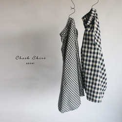 「揺れる優雅な変形スカート」コットン100％ブロックチェック紺×白ゆったりゴムR90B(sk074) 7枚目の画像