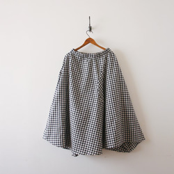「揺れる優雅な変形スカート」コットン100％ブロックチェック紺×白ゆったりゴムR90B(sk074) 10枚目の画像