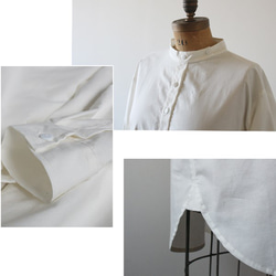 春ＰＲＩＣＥ●白・着る「 立襟 画家 シャツ」上質コットン100％羊飼いスタンド襟ロング前開きコートA17(sh300) 5枚目の画像