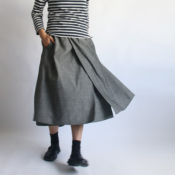 「布重ね 燕尾 スカート」デニム 贅沢 多重ロング丈ゆったりスカートR99B(sk013) 2枚目の画像