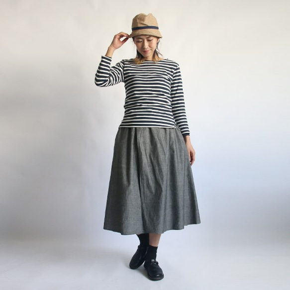 「布重ね 燕尾 スカート」デニム 贅沢 多重ロング丈ゆったりスカートR99B(sk013) 6枚目の画像