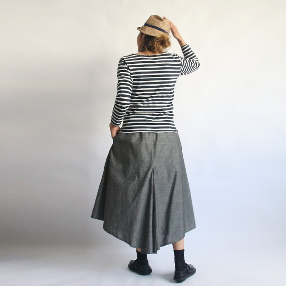 「布重ね 燕尾 スカート」デニム 贅沢 多重ロング丈ゆったりスカートR99B(sk013) 1枚目の画像