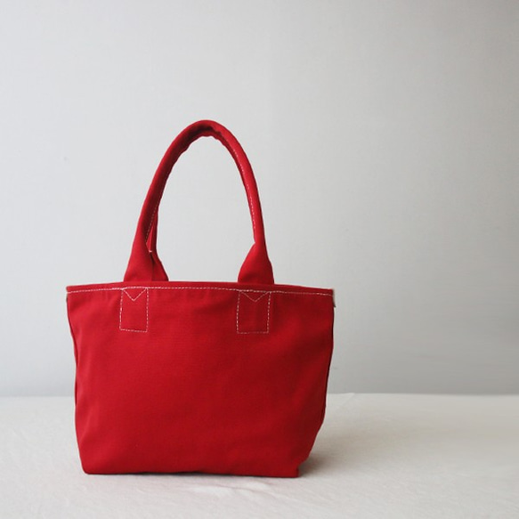 ラスト１●春ウララＰＲＩＣＥ。●Sサイズ●帆布キャンバス『いい長さの持ち手 赤い鞄』トート＆ハンド バッグZ36S 2枚目の画像