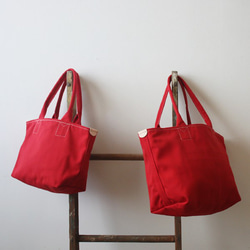 ラスト１●春ウララＰＲＩＣＥ。●Sサイズ●帆布キャンバス『いい長さの持ち手 赤い鞄』トート＆ハンド バッグZ36S 10枚目の画像