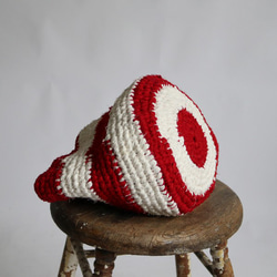 ⁑ラスト1。ＥＣＯ生活ＰＲＩＣＥ【Ｓサイズ】『裂く編む鞄』裂き織り手編みハンド エコ バッグ自立 赤×白エコZ47C 9枚目の画像