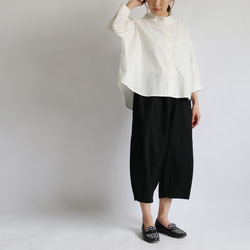 紗織リネン麻コットン スタンド襟 立ち襟シャツ ブラウス燕尾裾ゆったりA91(sh364) 5枚目の画像