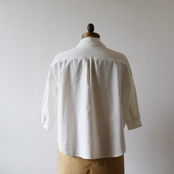 紗織リネン麻コットン スタンド襟 立ち襟シャツ ブラウス燕尾裾ゆったりA91(sh364) 10枚目の画像