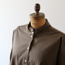 伸縮 ストレッチ チノ 素材 立ち襟 ジャケット 羽織 カーキ F04B（sh364) 2枚目の画像