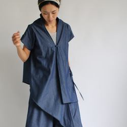 『変形裾 カシュクール羽織りジャケット 』甘織デニムＤＥＮＩＭ カーディガン H23（sh134) 2枚目の画像