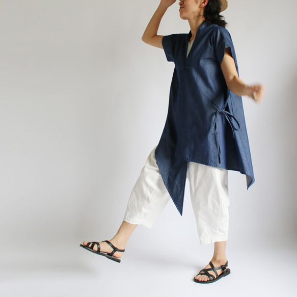 『変形裾 カシュクール羽織りジャケット 』甘織デニムＤＥＮＩＭ カーディガン H23（sh134) 3枚目の画像