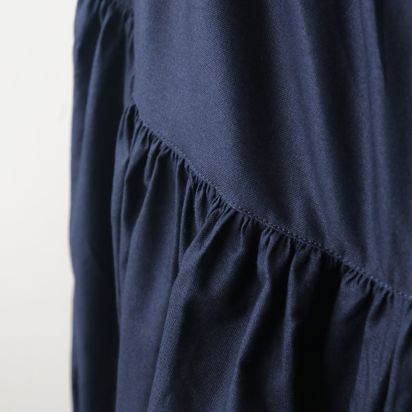 『スカートのようでパンツである。スカンツ』８５cm丈コットン100%幅広ワイド 紺H10A（pt196) 5枚目の画像