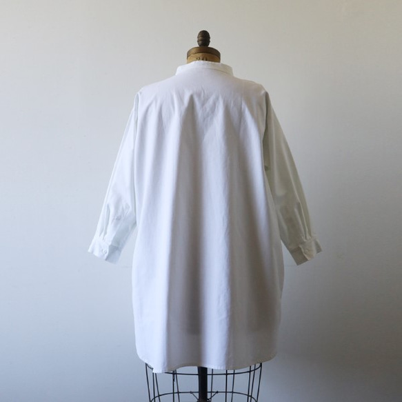 「冬の白。立襟 画家シャツ」紗織コットン100％羊飼いスタンド襟H20（sh300) 10枚目の画像