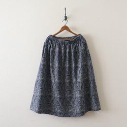 「誰にでも似合う ギャザー スカート」７８cm丈 ボタニカル柄織 コットン１００％H41（sk001) 8枚目の画像