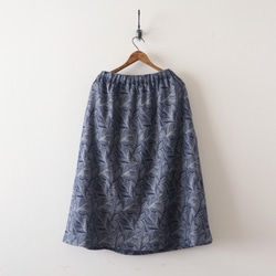 「誰にでも似合う ギャザー スカート」７８cm丈 ボタニカル柄織 コットン１００％H41（sk001) 9枚目の画像