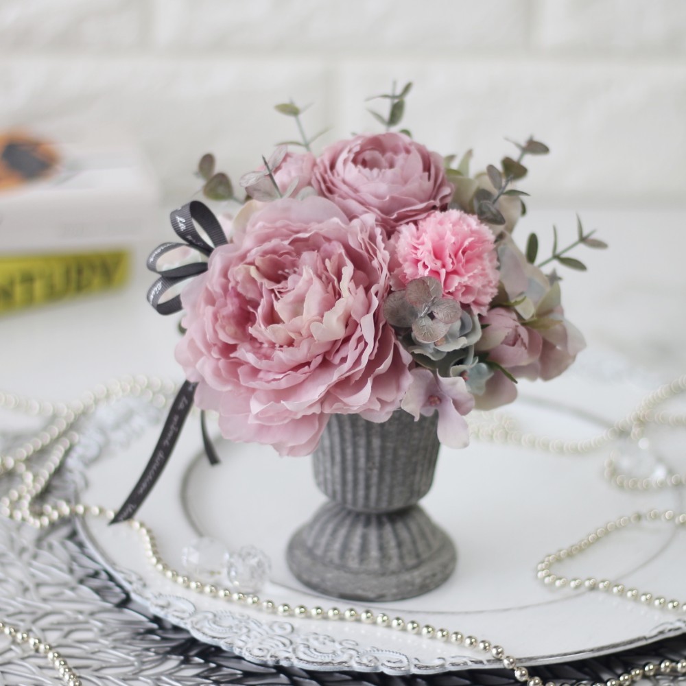 アーティフィシャルフラワーアレンジメント　アンティークアレンジメント　母の日　誕生日プレゼント　フラワーギフト        Ω